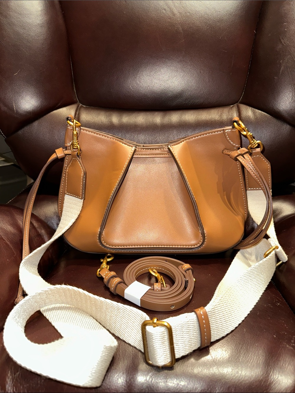 NWOT Zara Camel Faux Leather Shoulder / Crossbody Bag